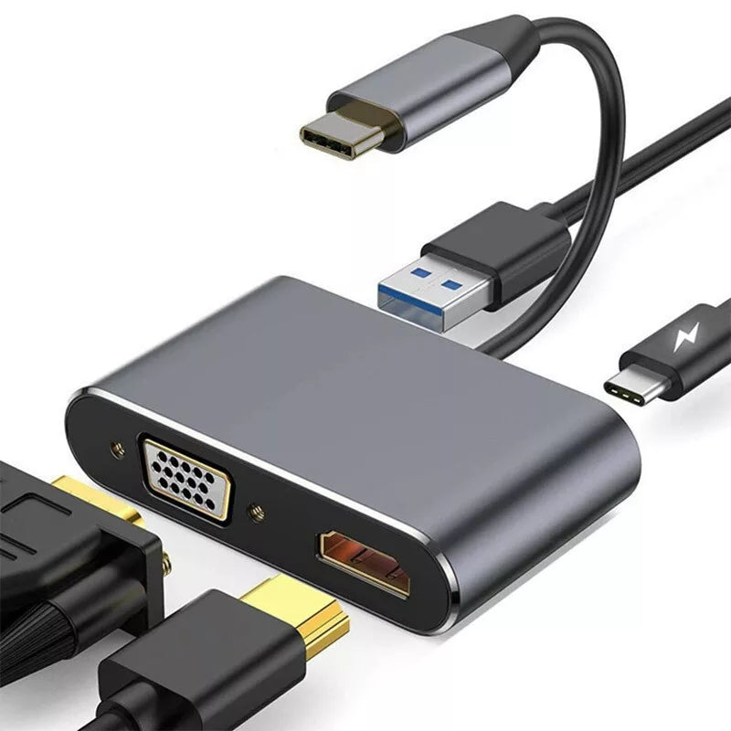 USB C to HDMI-Compatible VGA Type-C USB Digital Multiport Splitter Adapter Converter +  Snap Deal.