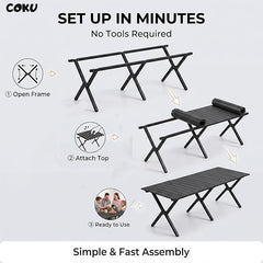 Heavy Duty Folding Camping Roll-Up Picnic Outdoor Table with Carry Bag