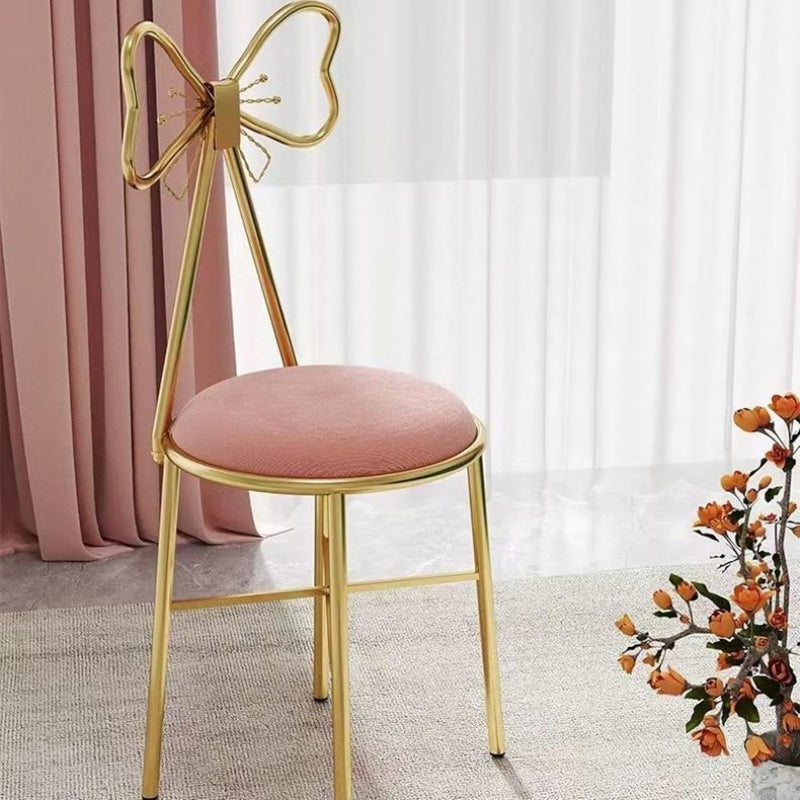 Pink Dressing Makeup Stool Bedroom Backrest Princess Chair