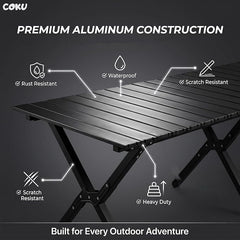 Heavy Duty Folding Camping Roll-Up Picnic Outdoor Table with Carry Bag