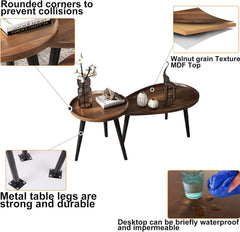 Round Nesting Coffee Tables Set of 2 for Living Room Display Flowers Lamp