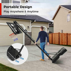 Portable Basketball Hoop System, Indoor Outdoor Basketball Goal w/Easy Height Adjustment from 2.4-3.05 m, 110 cm Shatterproof Backboard, Sturdy Base