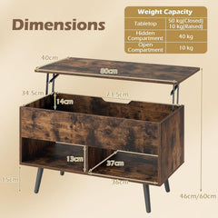 80cm Lift Top Coffee Table, Modern Wooden Lift Top Dining Table