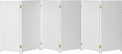6-Panel Folding Room Divider Screen – Foldable Privacy Partition White