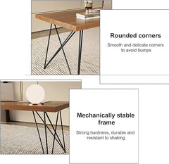 Modern Solid Wood Dining Table Industrial Design with Sturdy Metal Frame