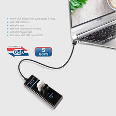 Universal USB 3.0 Portable 4 Ports Hub with LED Light cable