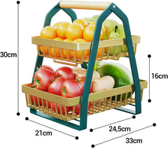2-Tier Fruit Basket Stand Kitchen Display Basket