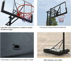 Adjustable Portable Basketball Hoop with Wheels – 4.4ft to 10ft Height, Indoor/Outdoor