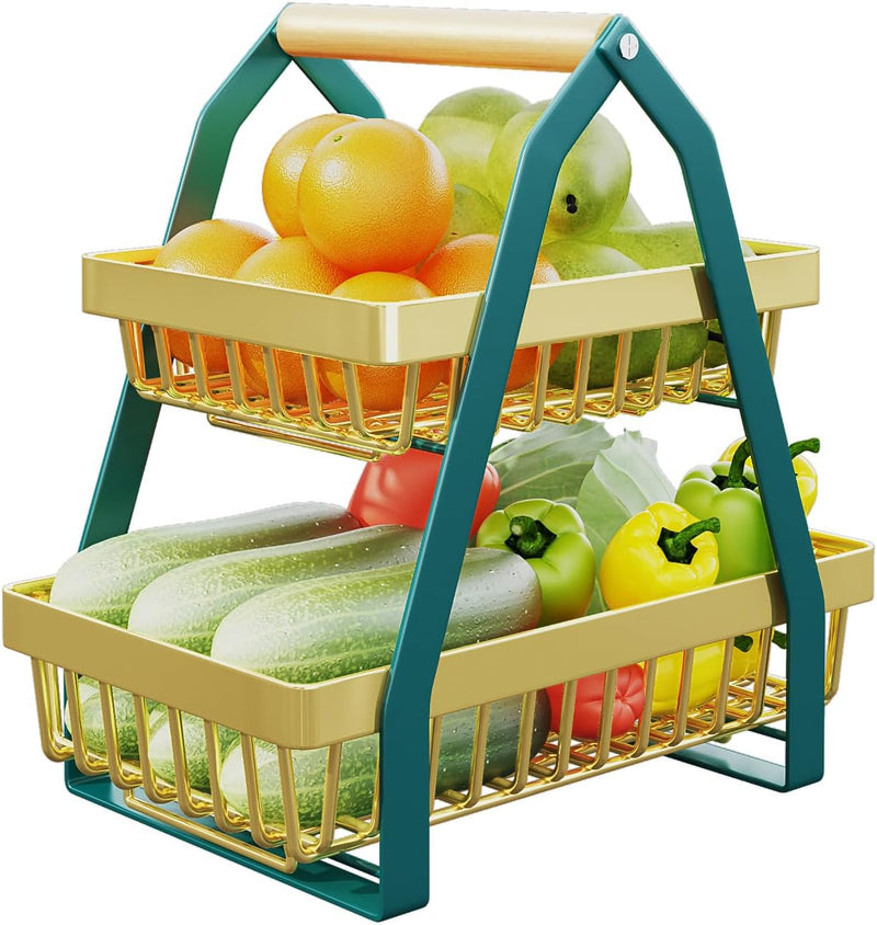 2-Tier Fruit Basket Stand Kitchen Display Basket