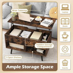 80cm Lift Top Coffee Table, Modern Wooden Lift Top Dining Table