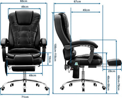 Leather Executive Office Chair With Foot Rest
