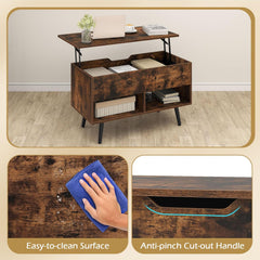 80cm Lift Top Coffee Table, Modern Wooden Lift Top Dining Table