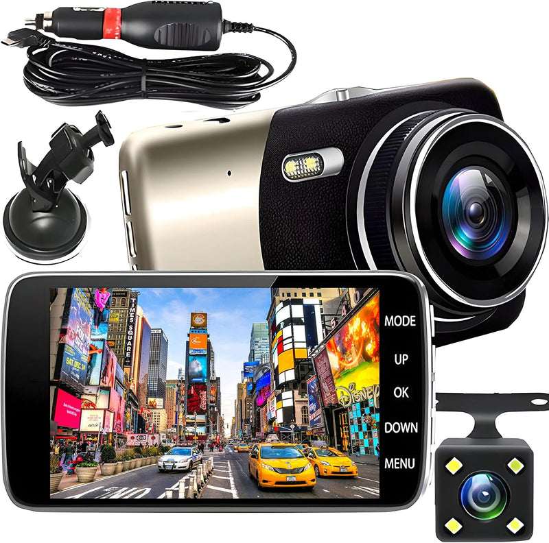 Dash Cam Car Front Rear Car Camera with Infrared Night Vision 360, G-Sensor