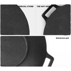 Collage of a black stone with labels 'Medical Stone', 'The Hot Hand', and 'Generous Pot'.