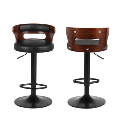 2 x Bar Stools Gas Lift Faux Leather 360˚ swivel Adjustable height Stools