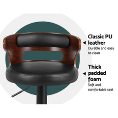 2 x Bar Stools Gas Lift Faux Leather 360˚ swivel Adjustable height Stools