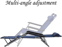 Folding Beach Chair Sunlounger – Adjustable Backrest with Pillow Support