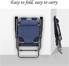 Folding Beach Chair Sunlounger – Adjustable Backrest with Pillow Support