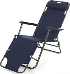 Folding Beach Chair Sunlounger – Adjustable Backrest with Pillow Support