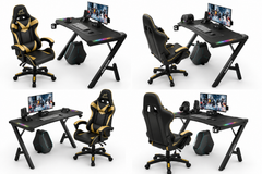 Ergonomic Gaming Chair with RGB LED Gaming Desk – Combo Set
