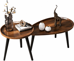 Round Nesting Coffee Tables Set of 2 for Living Room Display Flowers Lamp