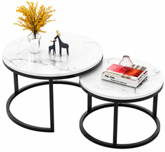 Space-Saving Round Coffee Table Set – Nesting Design
