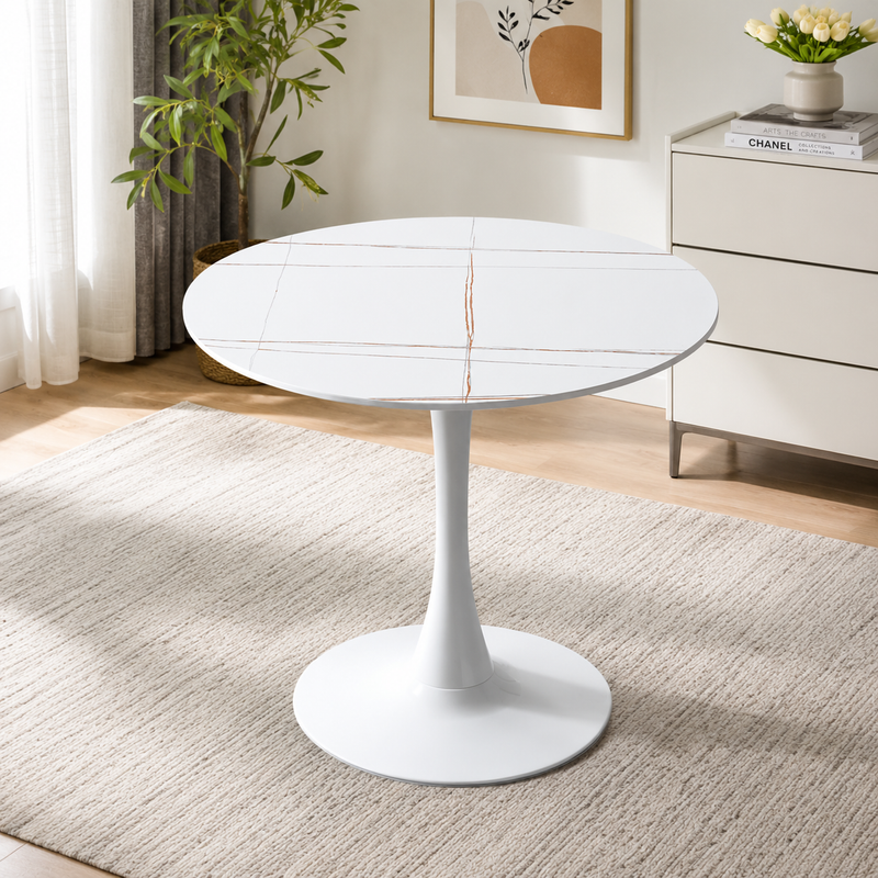 Round Cafe Table Cafe Dining Table White