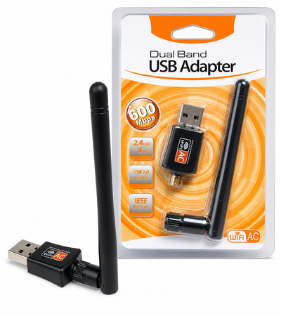 600Mbps USB WiFi Adapter Dual Band 2.4G/5G Wireless Dongle