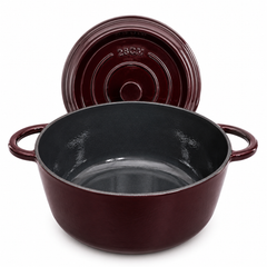 Enameled Cast Iron Casserole Pot 28cm – Non-Stick Deep Cooking Pot with Lid