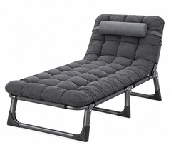 Folding Lounger Zero Gravity Recliner Garden Sun Chair With Cushion