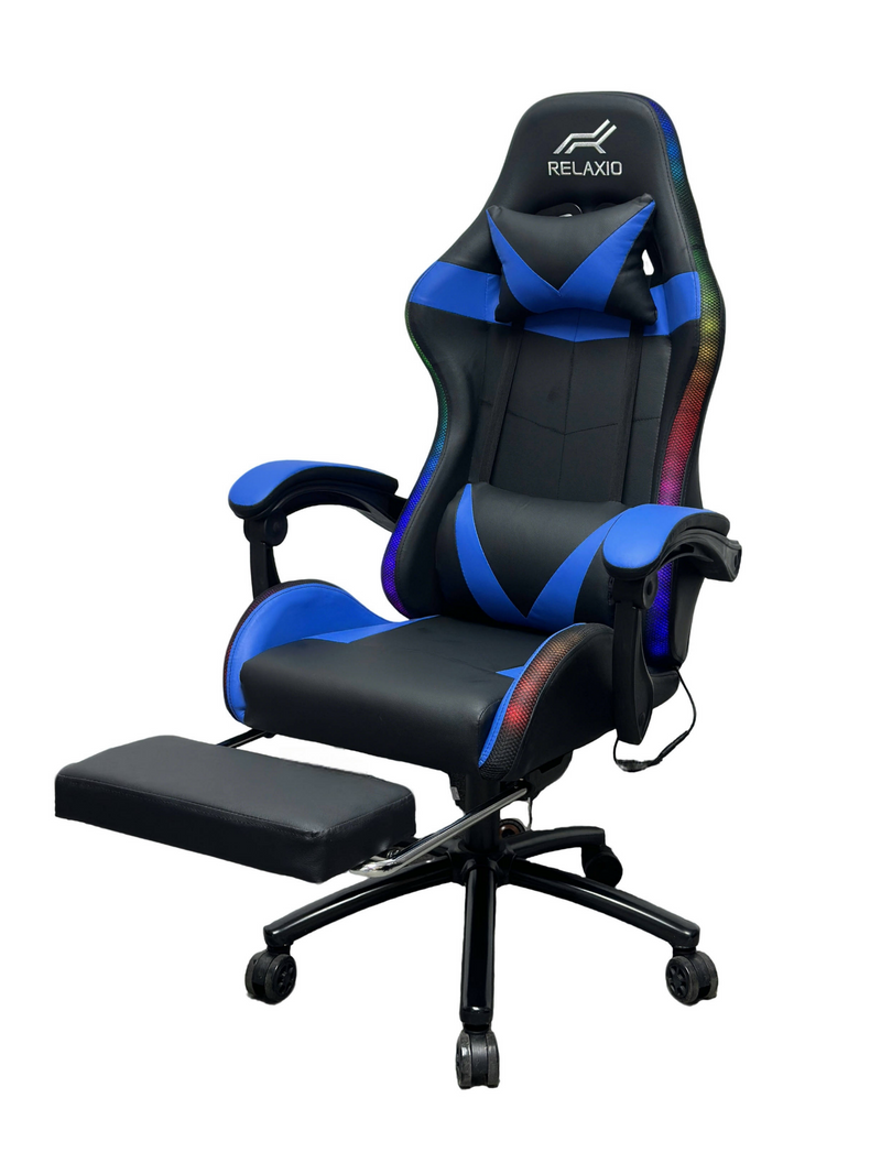 LED Light Gaming Chair With Headrest and Foot Rest