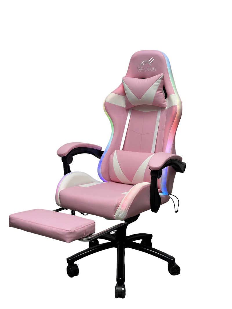 Gaming Chair With Headrest and Foot Rest With Light