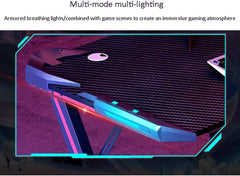 Gaming Desk with RGB Lights & Leather Execuative Back Massager office Chair With Footrest- Gaming Setup
