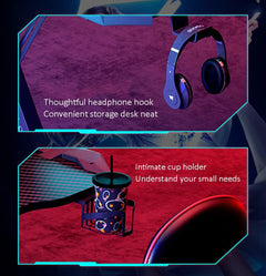 RGB Light Gaming Desk Table Computer Desk Z Shaped Desk 100Cm