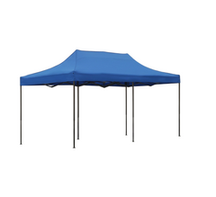Blue pop-up canopy tent on a plain background