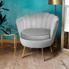 Velvet Fabric Shell Chair High Back Accent Arm sofa Chair