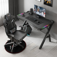 Gaming Desk with LED Lights Computer Desk K Shaped Desk