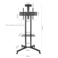 Universal Height Adjustable Rolling Double Tv Stand Cart Trolley 32 To 65 Inch