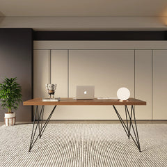 Modern Solid Wood Dining Table Industrial Design with Sturdy Metal Frame