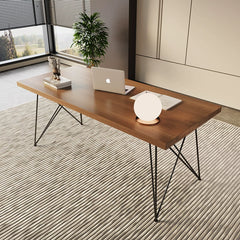 Modern Solid Wood Dining Table Industrial Design with Sturdy Metal Frame