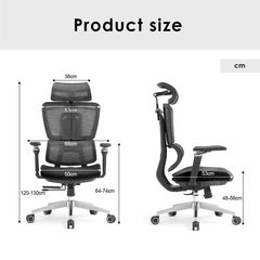 Premium Ergonomic Mesh Office Chair with Adjustable 3D Headrest, 5D Armrests & Reclining Back Support