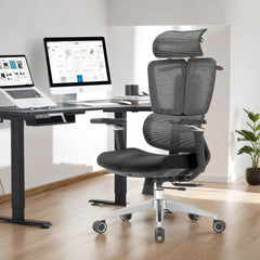Premium Ergonomic Mesh Office Chair with Adjustable 3D Headrest, 5D Armrests & Reclining Back Support