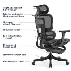 Ergoflex Pro High Back Mesh office chair with Footrest