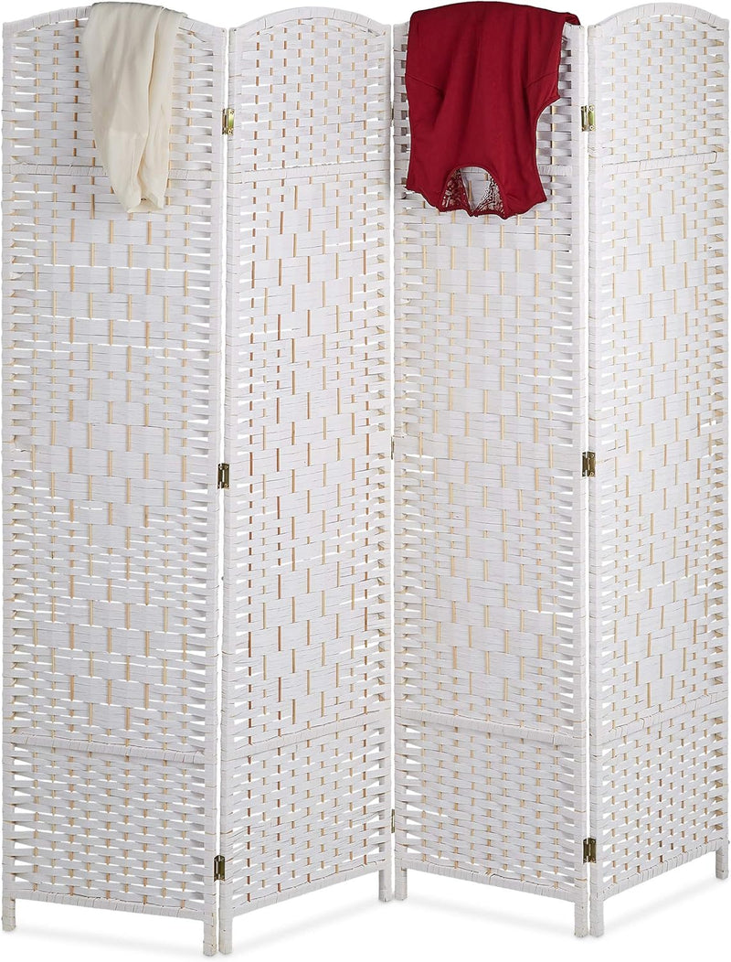 4 Panel Decorative Room Divider – Foldable Privacy Screen White