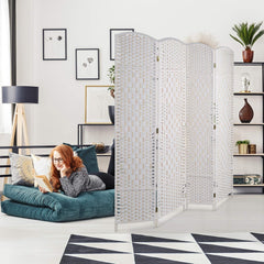 4 Panel Decorative Room Divider – Foldable Privacy Screen White