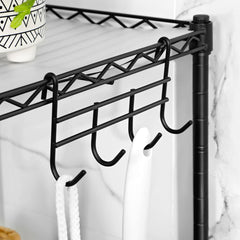 5-Tier Metal Bathroom and Kitchen Shelf with 5 PP Rustic Brown Shelf Liners