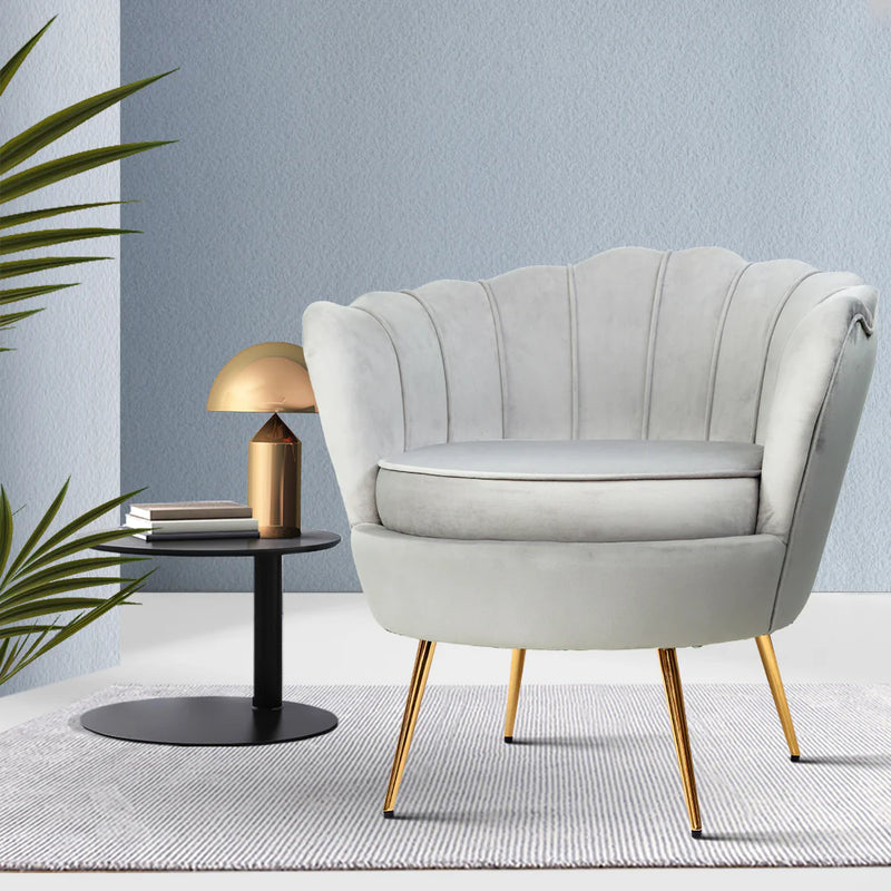 Velvet Fabric Shell Chair High Back Accent Arm sofa Chair