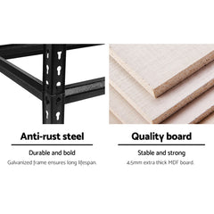 1.5M Garage Shelving Warehouse Rack Pallet Racking Storage Shelve Black