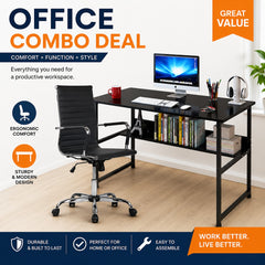 Modern Office Computer Desk and Ergonomic Chair Combo Set
