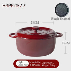 Enameled Cast Iron Casserole Pot 28cm – Non-Stick Deep Cooking Pot with Lid